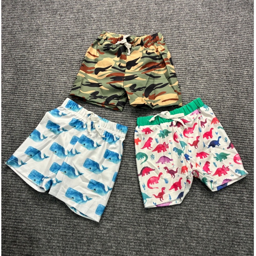 Toddler Boys Swim Trunks Shorts Lot 3 Pack Camo Whale Dinosaur 12-18M Swimwear